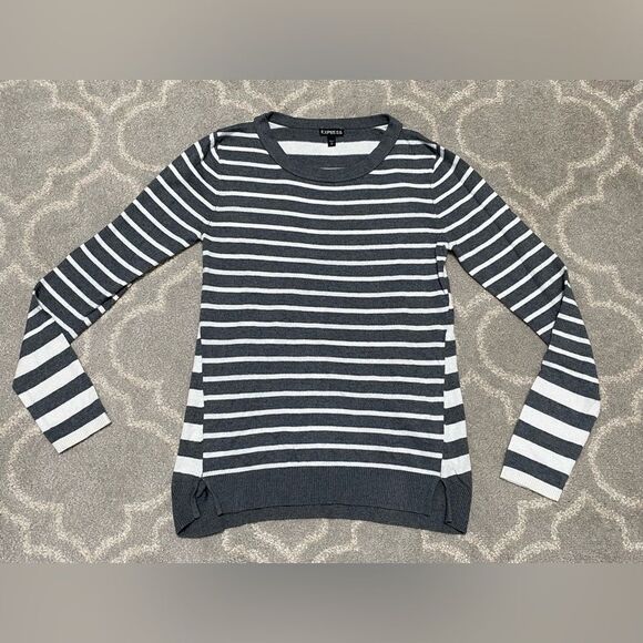 Express Women's Striped Sweater - Black and White - Picture 1 of 6